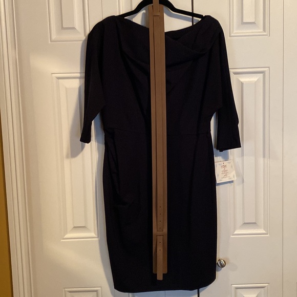 NWT Suzi Chin navy dress size 12p with belt - Picture 11 of 13